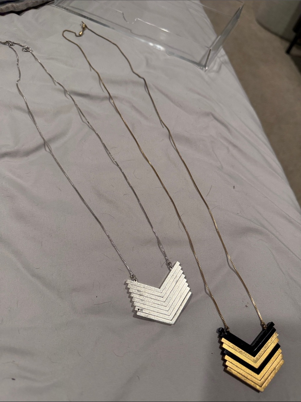 Women's Layered Chevron Pendant Necklaces - Gold & Silver